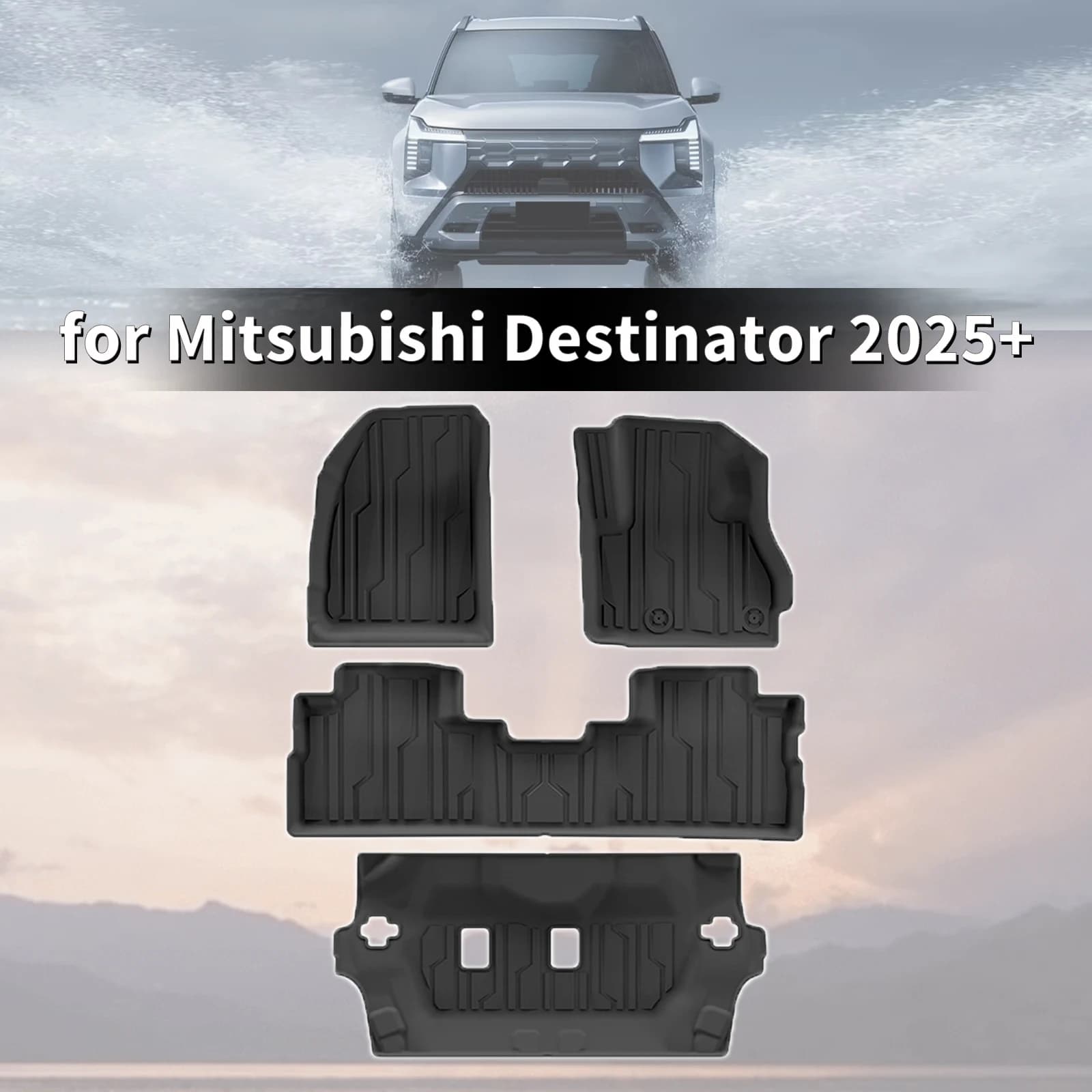 for Mitsubishi Destinator 2025-2027 High Elasticity TPE Car Floor Mats & Trunk Pad, Wear Resistant Easy Clean Auto Accessories