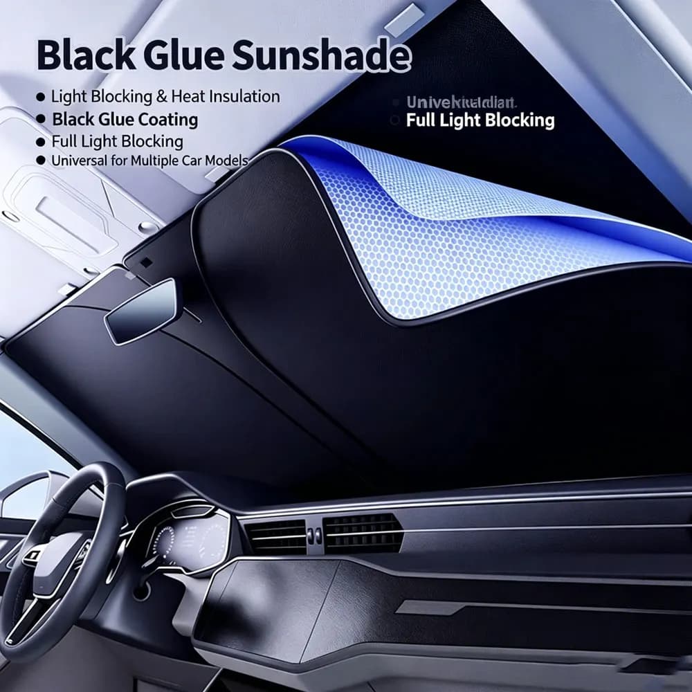 Car sunshade, summer car windshield sun blocker, UV & heat insulation shade for front windshield, interior light-blocking cover