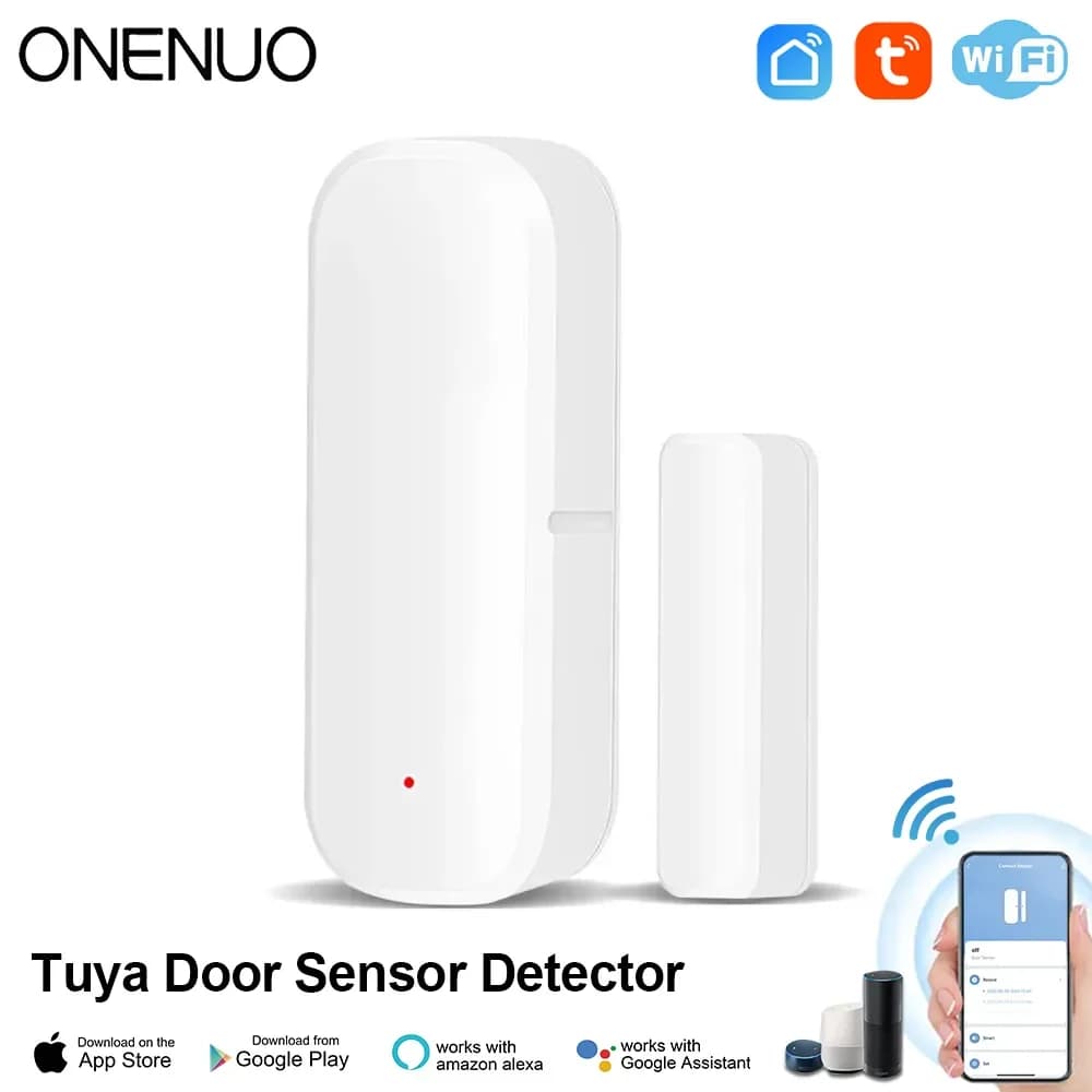 ONENUO Tuya WiFi Sensore per porte e finestre Controllo intelligente della vita Sensore per porte WiFi Sensore di contatto Sensore magnetico Funziona con Alexa Google Home
