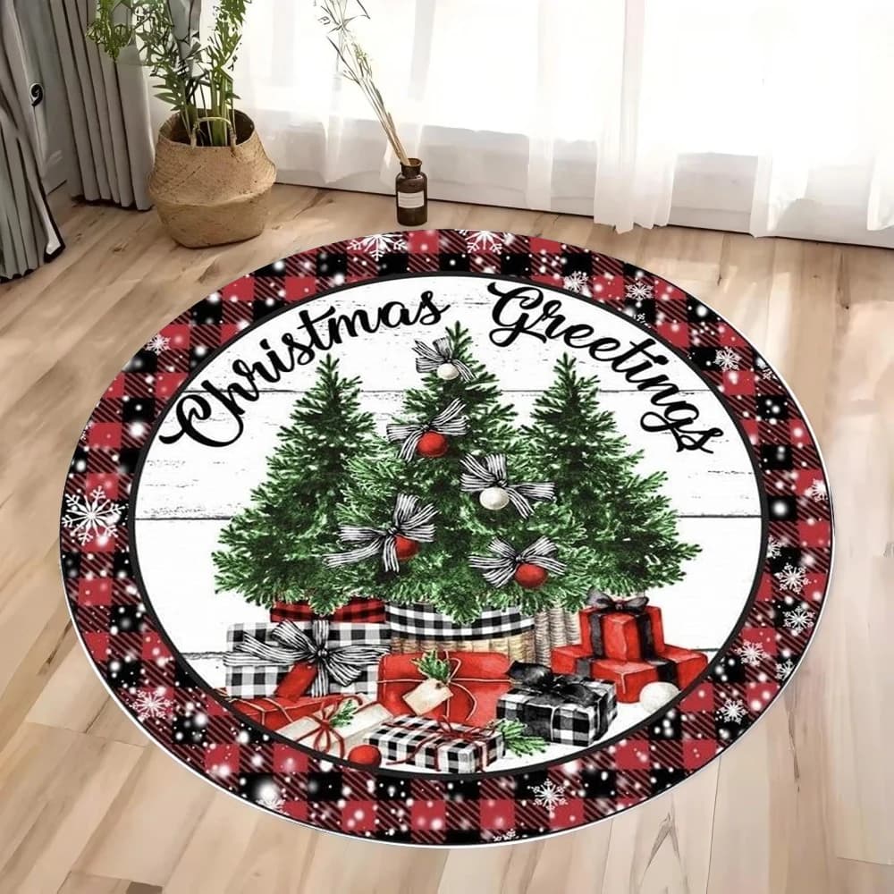 Christmas Elegant Plaid Carpet Poinsettia Gingerbread House Rug for Home Decoration Red Green Gold Mat Rugs for Bedroom Bedroom