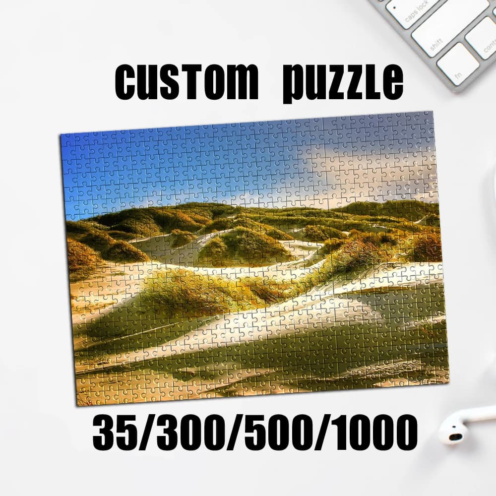 Puzzle Personalizzato con Foto, Tema Paesaggio Costiero con Dune e Vegetazione, Regalo Fatto a Mano