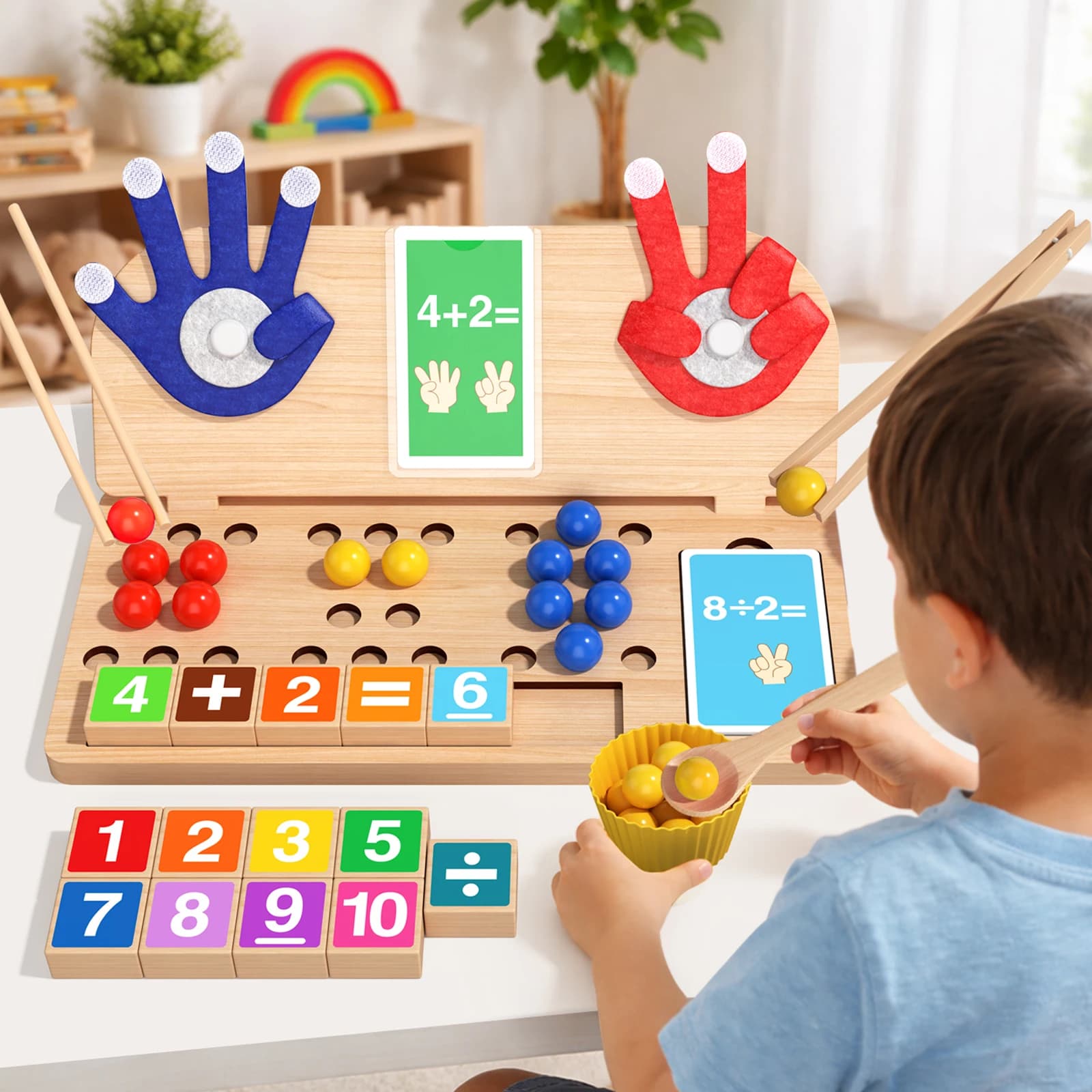 Giocattoli matematici in legno per bambini dai 3 ai 6 anni, materiali didattici per la scuola materna, blocchi per il conteggio per bambini in età prescolare, studenti, alunni, per la casa
