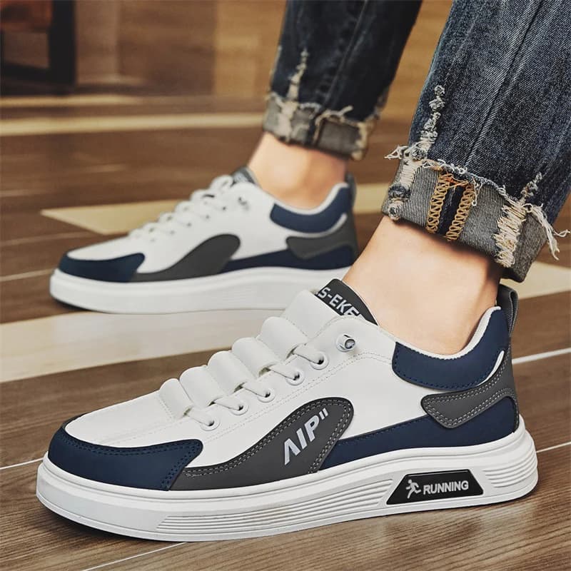 Hot Sale Mens Casual Sneakers Leather Fashion Running Shoes Lightweight Round Head Non Slip Platform Shoe High Quality Men Shoes