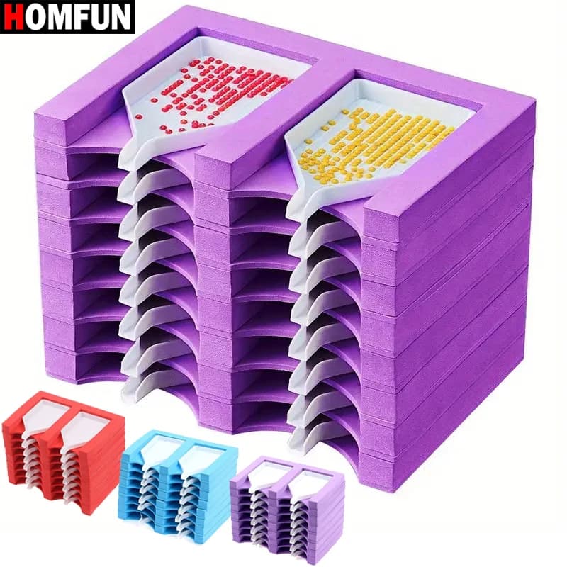 HOMFUN 16 Slot Make From You Diamond Tray Painting Tool Plate Drill Accessories Rack Storage With 16 pcs Tray Foam FAI FROM YOU Organizer Kit Mestiere