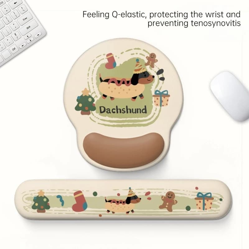 Simpatico tappetino per mouse con protezione per il polso a forma di cartone animato, comodo tappetino antiscivolo per tastiera da ufficio e gaming, tappetino in spugna 3D stereoscopico per protezione del polso.
