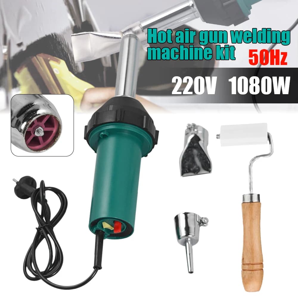 Pistola per saldatura in plastica da 1080 W con accessori Pistola ad aria calda Attrezzatura per saldatura con spina europea per set di strumenti di tenuta in plastica per riscaldamento di saldatura
