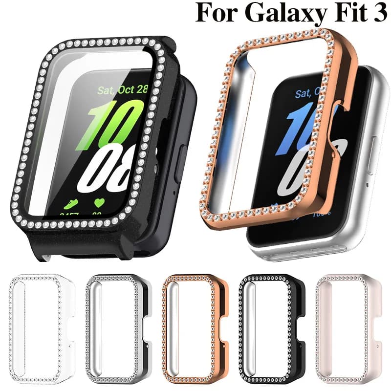 Custodia protettiva per PC vuota per Samsung Galaxy Fit 3 Samrt cinturino per orologio schermo protettivo per paraurti in cristallo di diamante