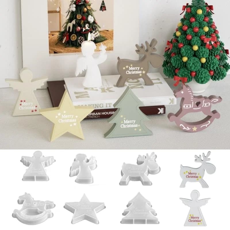 Stampo in resina epossidica di cristallo a forma di angelo di alce dell'albero di Natale Stampi in silicone per ciondoli di Natale fai-da-te Regali artigianali per le vacanze che creano forniture