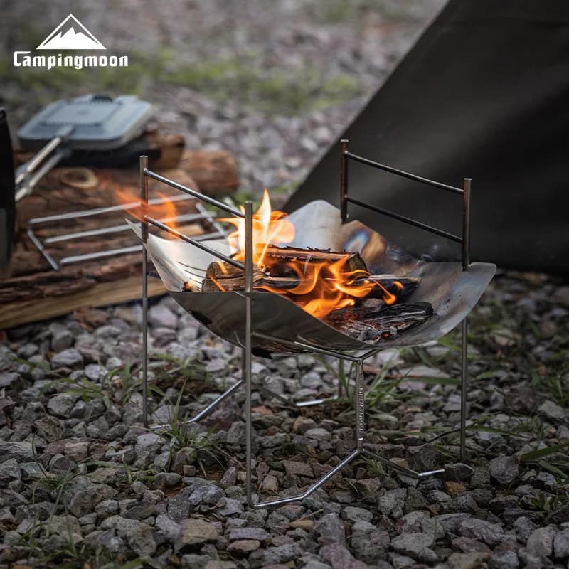 CAMPINGMOON A4-Q Stufa da campeggio pieghevole portatile per esterni con letto in acciaio al carbonio - Letto leggero per il campeggio