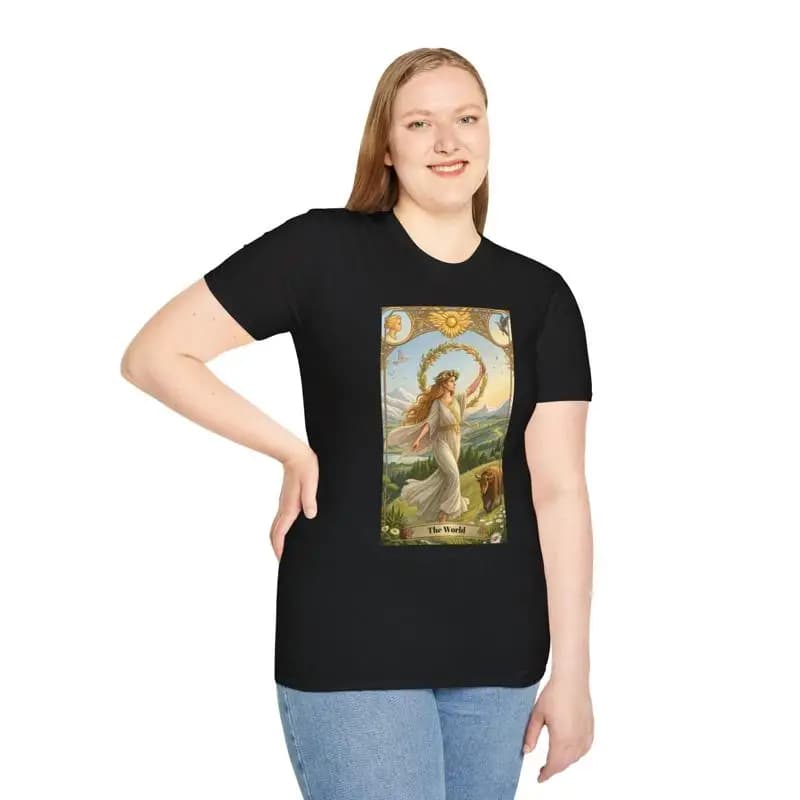 T-shirt con stampa artistica dei Tarocchi Femminili: Cosa ti dice il futuro? Divinatora