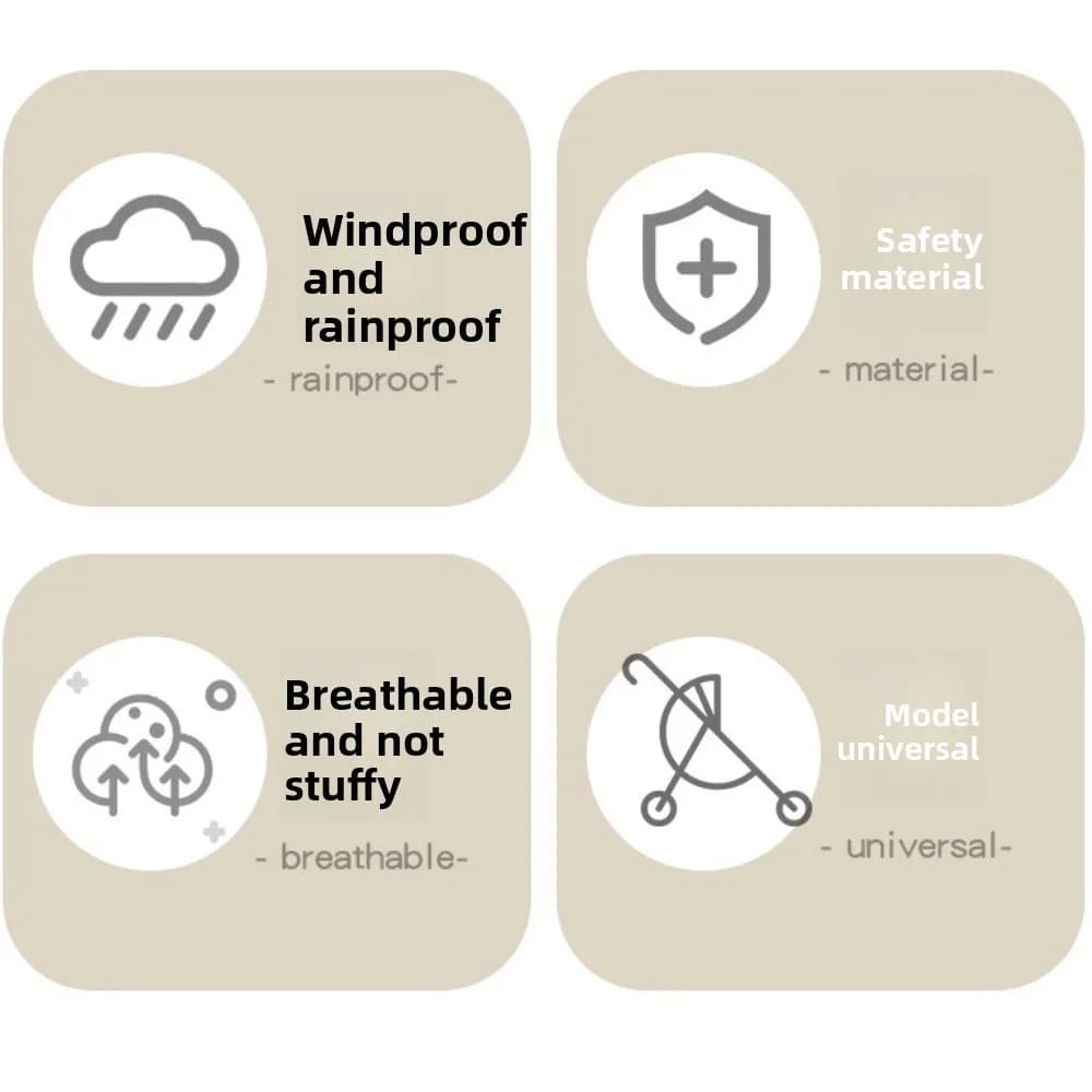 Transparent Baby Strollers Rainproof Cover Waterproof Windproof Baby Pram Rain Cover Travel Nobstructed View Pushchair Raincoat