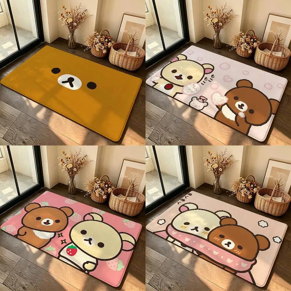 Cartoon R-Rilakkumas Carpet Bathroom Anti-slip Mat Door Mat Home Decoration Mat Entrance Door Mat Scratch-resistant Door Mat