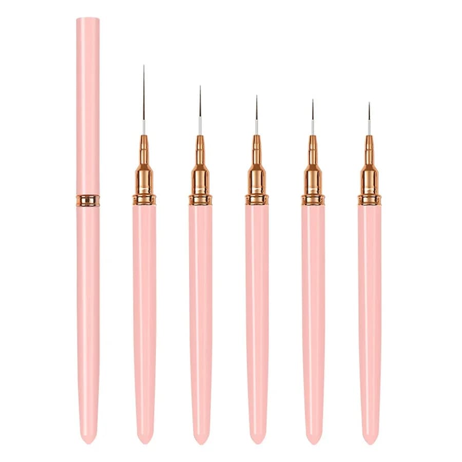 Set di pennelli per nail art da 5 pezzi - Penne per pittura a strisce/linee/fiori francesi per manicure con smalto gel acrilico