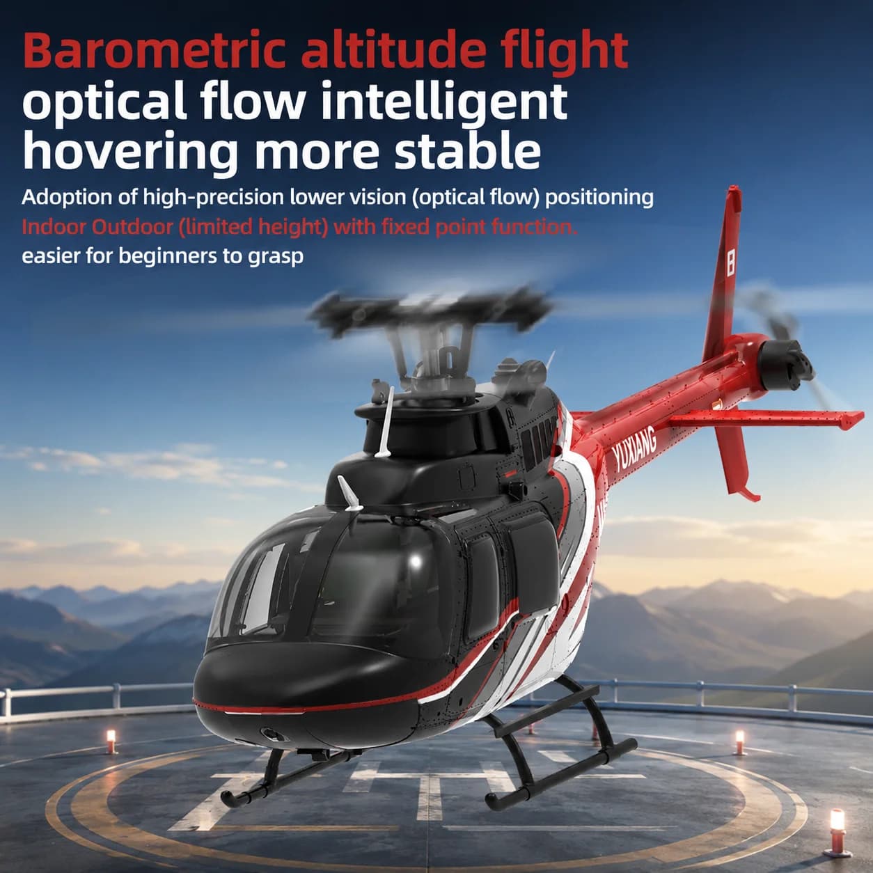 XZNRC F08 Bell-206 1/27 Scale RC Helicopter 6CH 2.4G Dual Brushless Optical Flow Positioning One-Key Inverted Flight Scale Simul