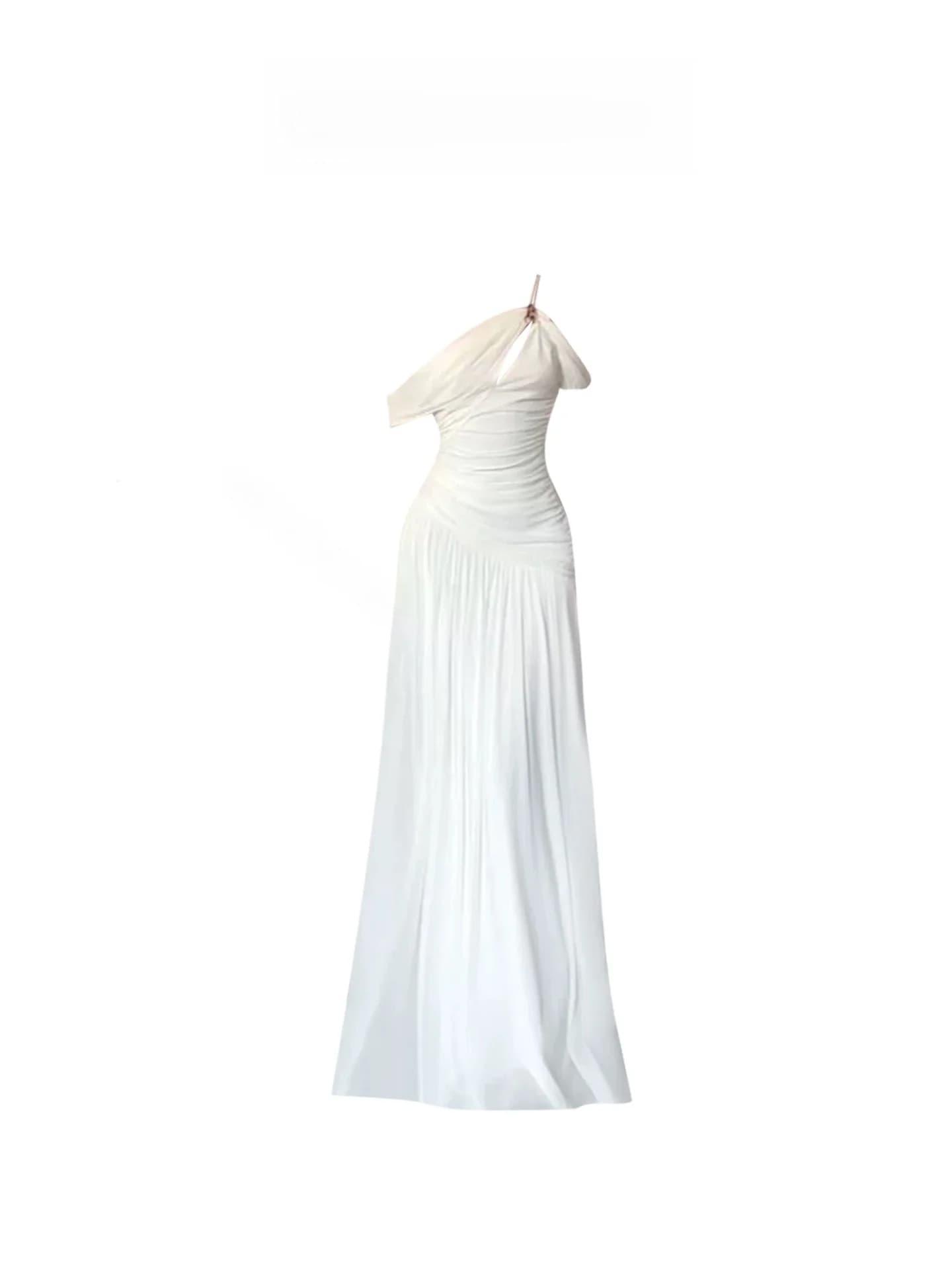 HEZA Elegante Abito Asimmetrico Plus Size da Donna, Vestito Lungo Estivo con Pieghe e Vita Stretta, Sexy per le Vacanze