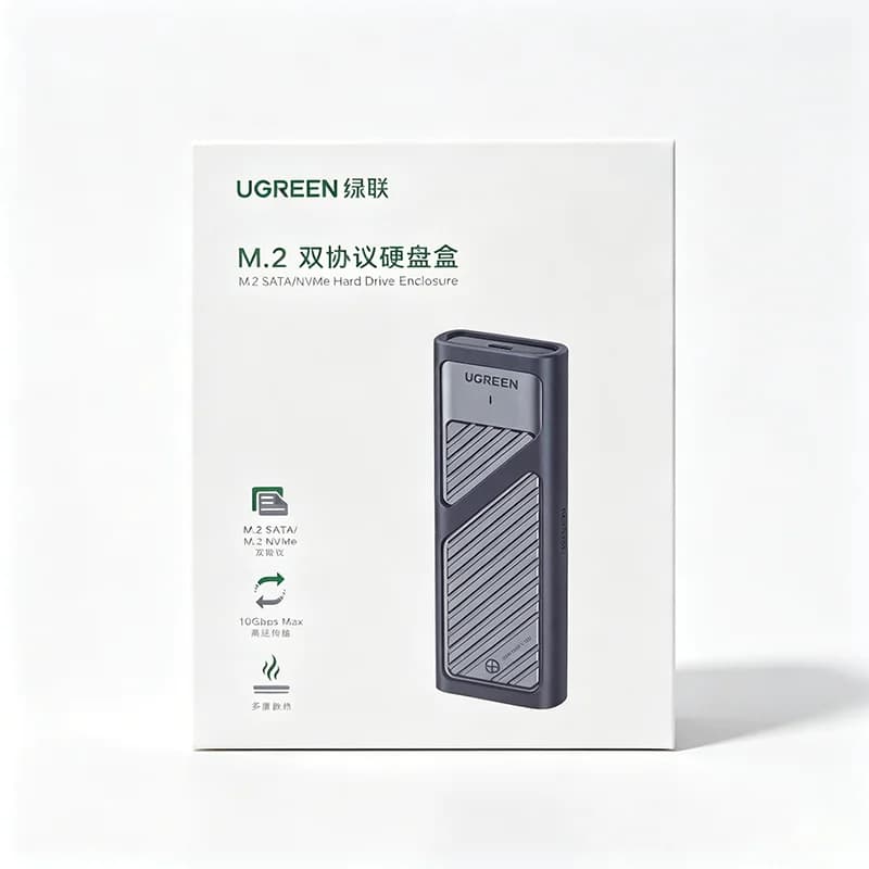 M.2 UGREEN NVMe SATA SSD Enclosure Aluminum 10Gbps USB C External Portable NVMe M.2 Enclosure USB 3.2 Gen2 Support UASP Trim