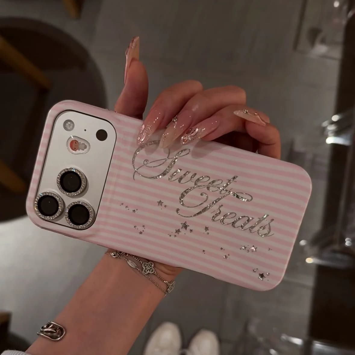 Korean Ins English Letters Pink Striped Stars Phone Case For iPhone 18 17 16 15 14 13 12 11 Pro MAX MINI Plus 17air Matte Cover