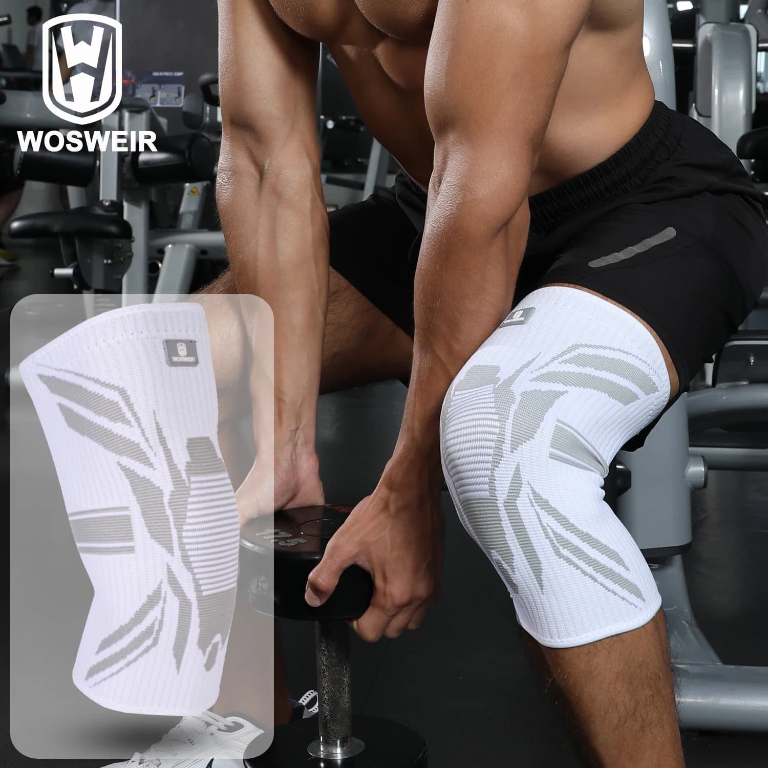 Ginocchiere elastiche in spandex WOSWEIR-1, equipaggiamento di supporto sportivo in nylon, tutore rotuleo per corsa, basket, pallavolo