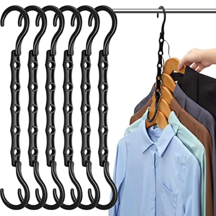 Set da 6 Organizzatori e Contenitori per Armadio, Ganci Magici Salvaspazio per Vestiti, Organizzatore per Armadio, Salvaspazio