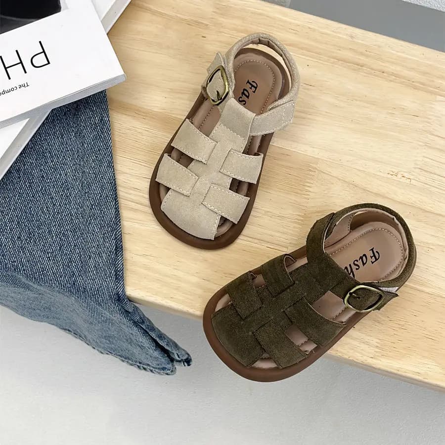 Sandali Romani per Bambini, Sandali con Punta Chiusa e Traforata, Scarpe Estive da Spiaggia alla Moda per Bambini, Suola Morbida Antiscivolo, Taglie 21-31