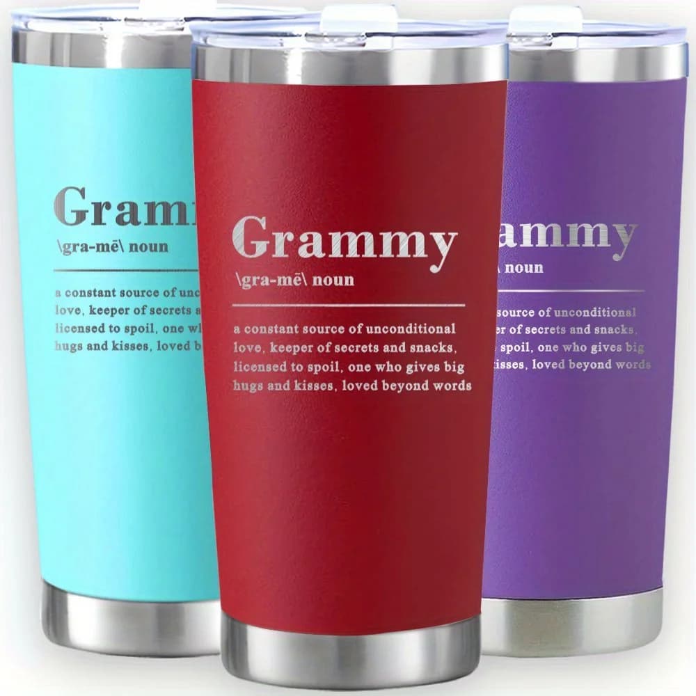 Tazza da auto in acciaio inossidabile da 20 once, tazza per nonna, riutilizzabile per bevande calde e fredde, regalo per compleanno e festa della mamma, verde rosso intenso viola