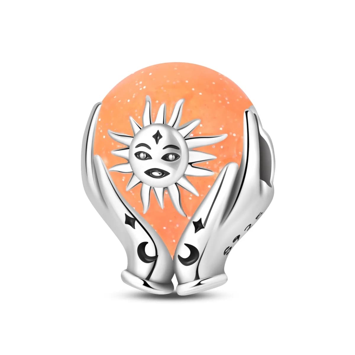 925 Sterling Silver Glow In The Dark Fortune Teller Crystal Ball Bead Palm Hands Sun Face Moon Star Bead Fit Bracelet Jewelry