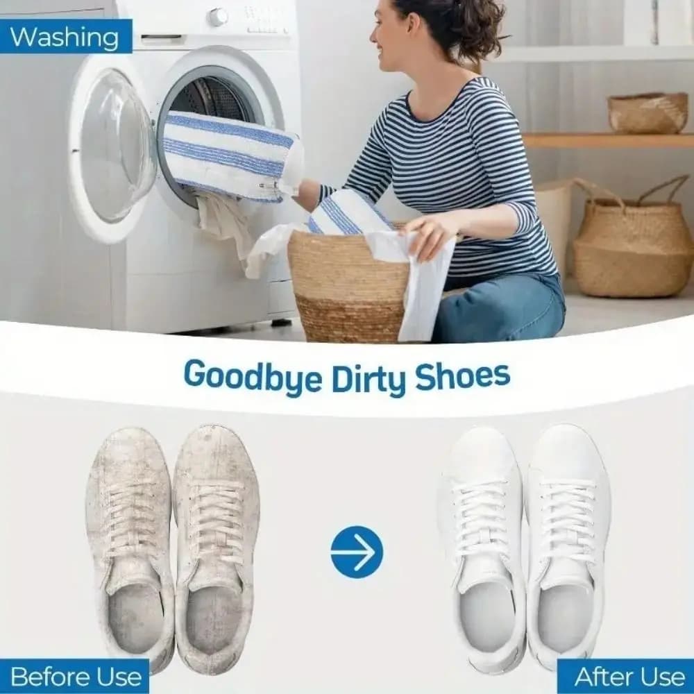 Protective Bag for Polyester Shoes, Soft, with Clasp and Buckle, Cylinder, for Home Laundry