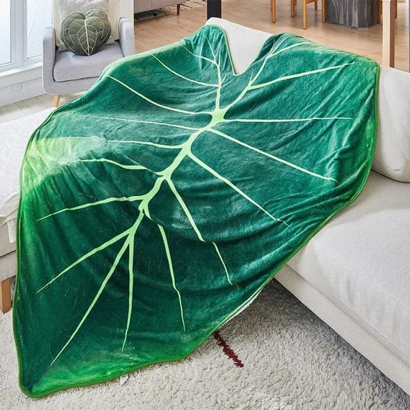 WASART Calda coperta in velluto con foglie giganti per letto gloriosa pianta stampata invernale soffice coperta in pile scozzese per divano extra large