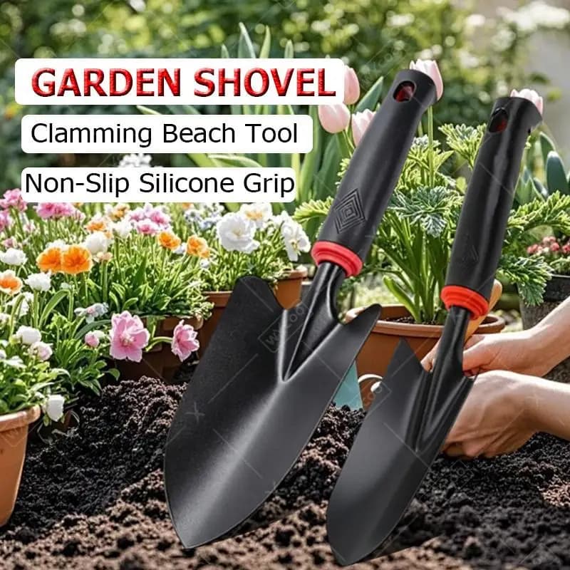 1PCS Gardening Trowel Shovel Kit Stainless Steel Portable with Ergonomic Black Handle Perfect for Planting Flowers Sowing Seeds
