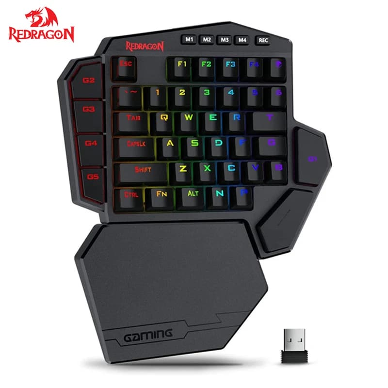 Redragon K585 tastiera meccanica senza fili con una sola mano 42 tasti tastiera da gioco RGB da 2.4Ghz supporto da polso staccabile per giochi per PC