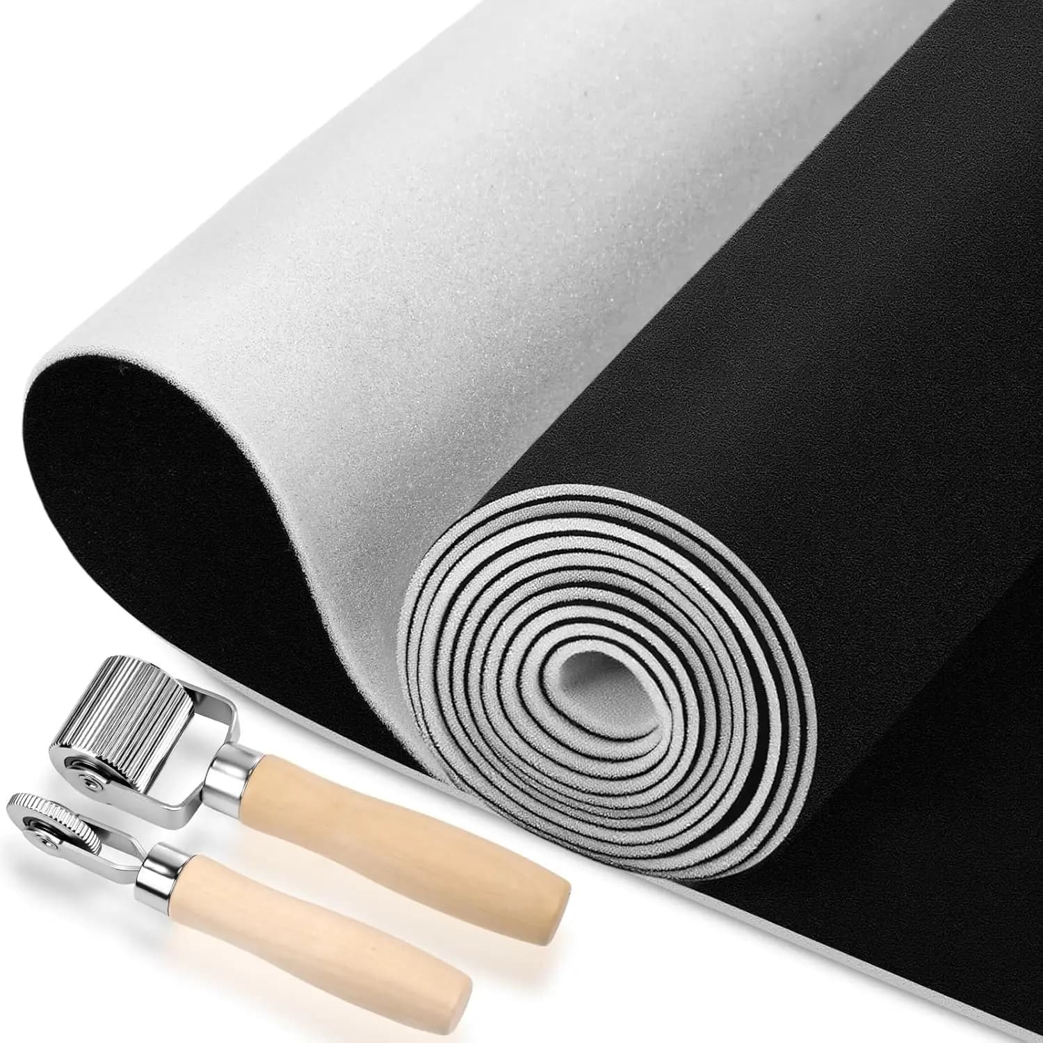 Suede Automatic Coating Fabric With Foam Support, Black, 125 x 60 inch, Roller Installation Tool