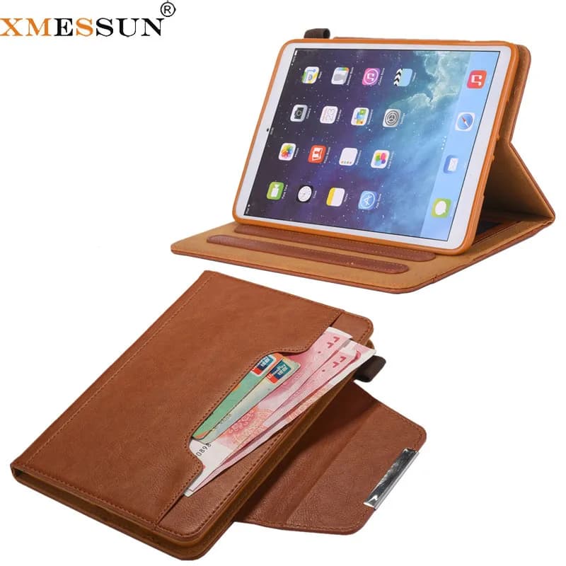 XMESSUN IPad 9 Flip Cover Protective Case Sleeve,Fashion Design iPad mini6 Retro Hardware Buckle Card Holder Tablet Leather Case