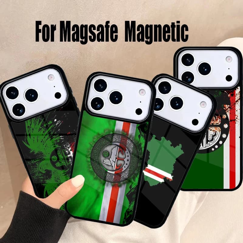 Cover per iPhone con Bandiera del Lupo Ceceno per iPhone 17 Air 16e 15 14 13 12 11 Pro Max Plus, Cover Magnetica Wireless Magsafe