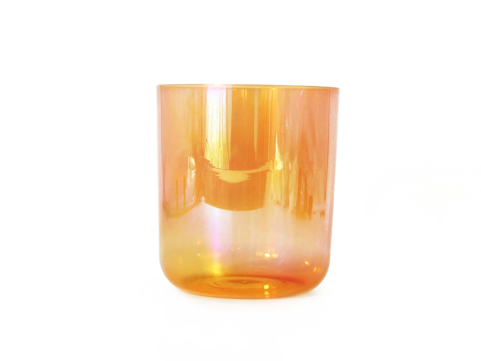 ZHQH Cosmic Light Orange Crystal Portable Singing Bowl Crystal Percussion Instrument for Meditation Yoga Music Bowl with Mallets