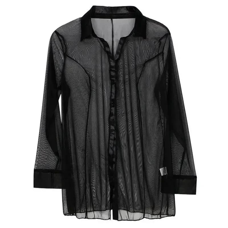 Camicia velata da donna Lingerie sexy in misto rete Abito trasparente Camicia da notte Camicia da notte Indumenti da notte erotici trasparenti seducenti