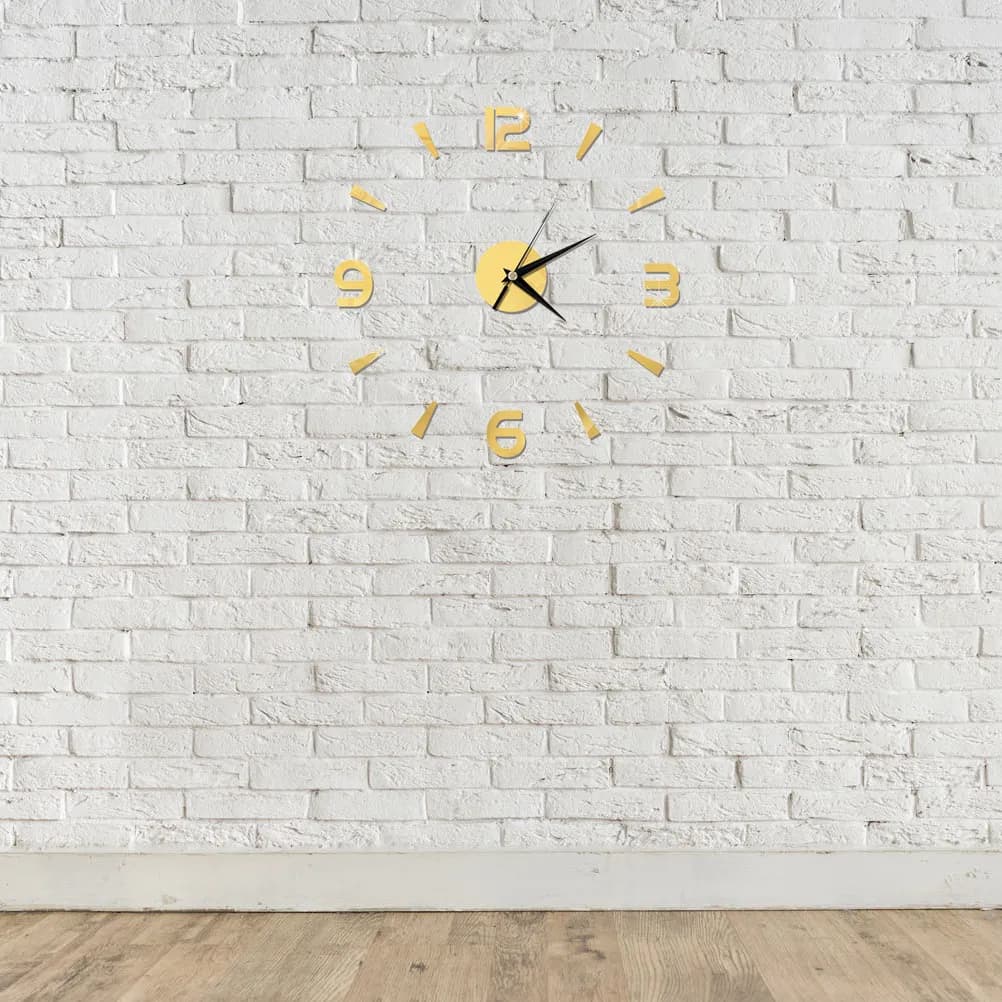 Orologio da Parete 3D Senza Cornice con Numeri Romani in Acrilico, Decorazione Moderna Fai-da-Te per Casa, Ufficio, Soggiorno, Camera da Letto, Regalo di Inaugurazione Casa, Oro