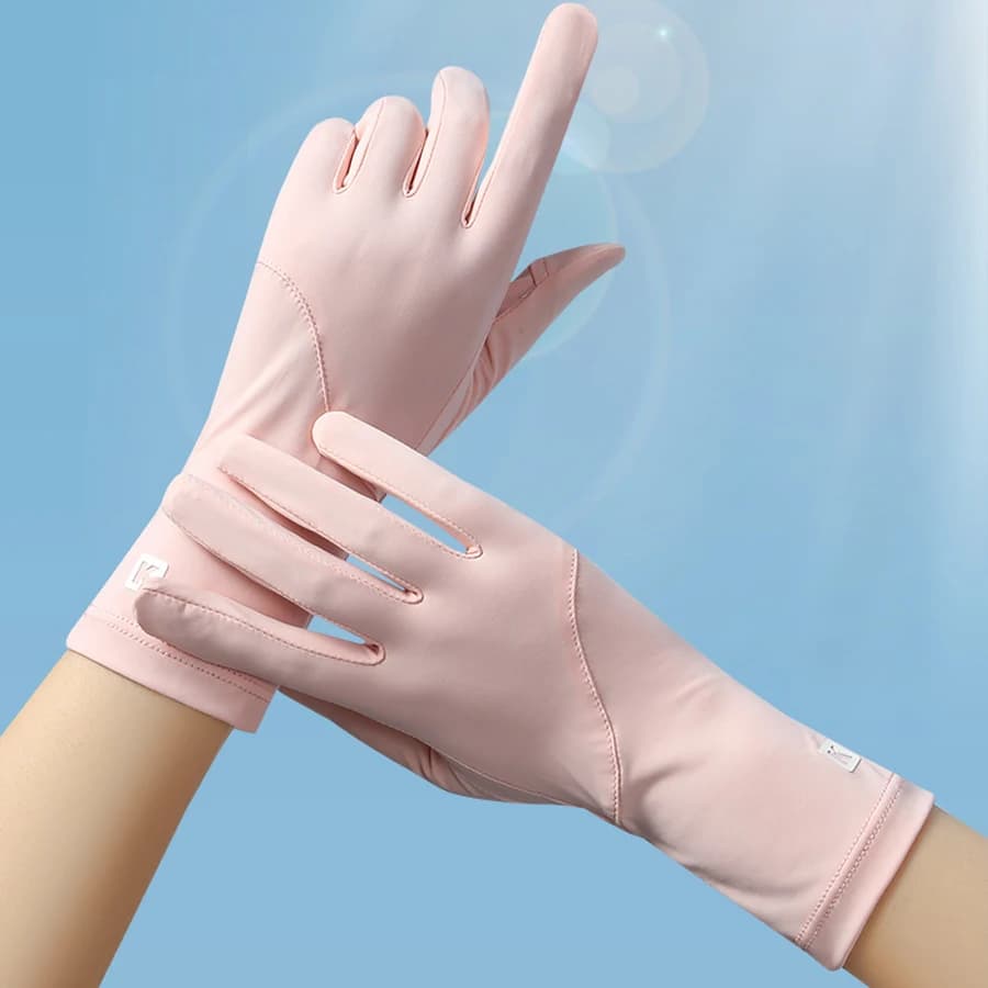 Sun Protection Gloves Touch Screen Exposed Two Finger Ice Silk Long Wrist Guard Driving Outdoor UV Protection Women Summer