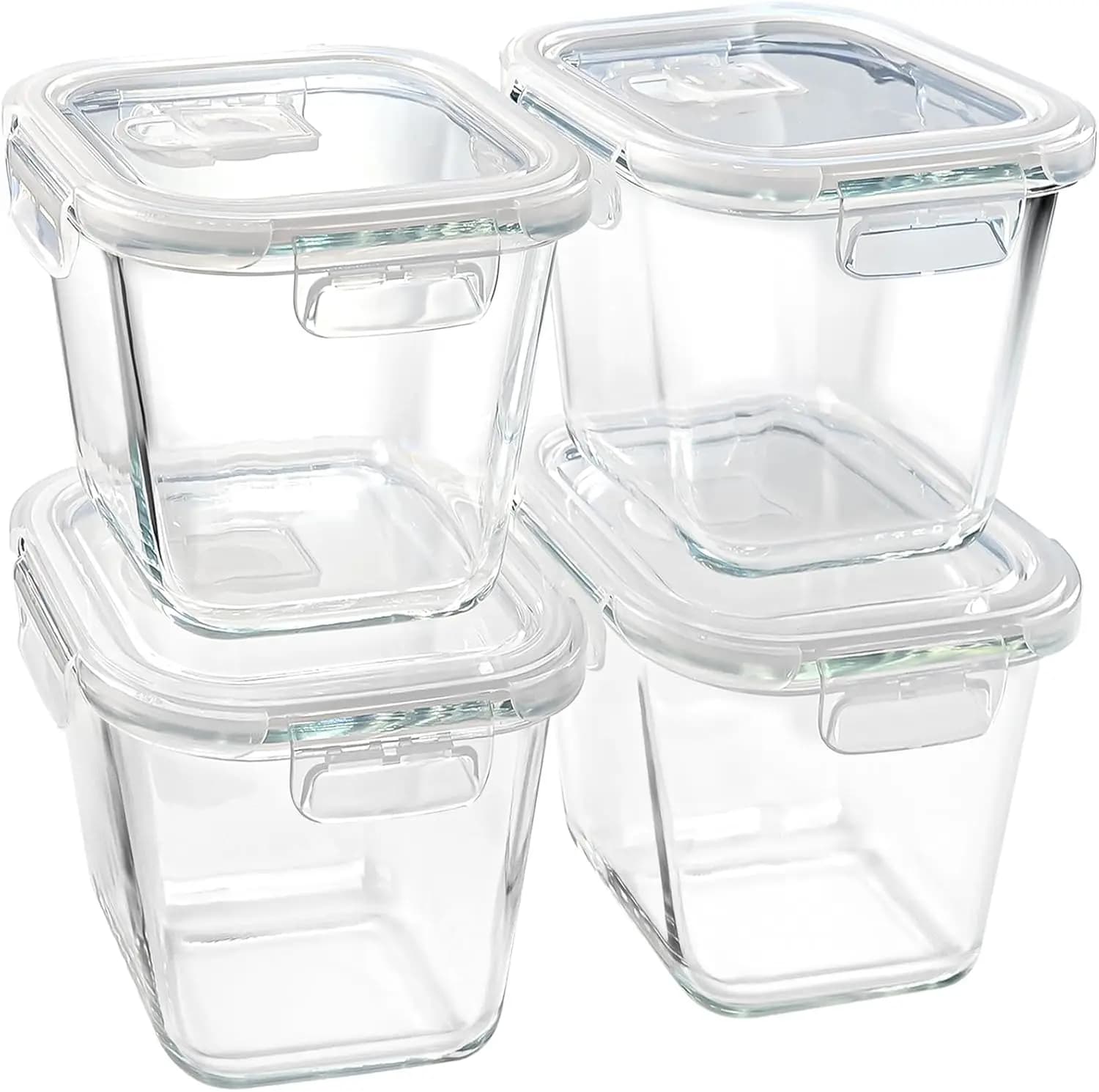 Containers for Soup with Glass Cover Borosilicate from 32 oz, 4 cups, Food Jars, Suitable for Microwave and Freezer, Small