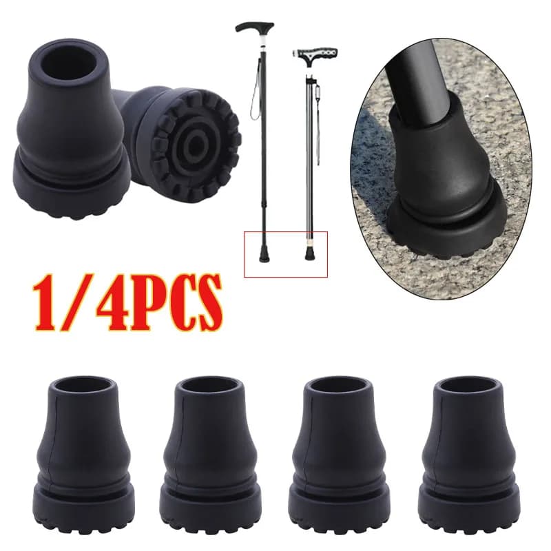 16-22mm antiscivolo bastone da passeggio stampella canna cuscinetti inferiori copertura protezione arrampicata escursionismo trekking punta del palo 1/4 pezzi