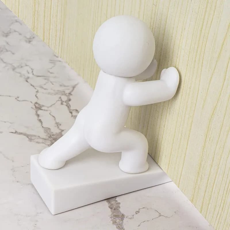 Fermaporta Bianco Carino - Barriera per Porta in Plastica Resistente, Facile da Installare e Adatta agli Animali Domestici, Ferma Porta Durevole per Ingresso Casa