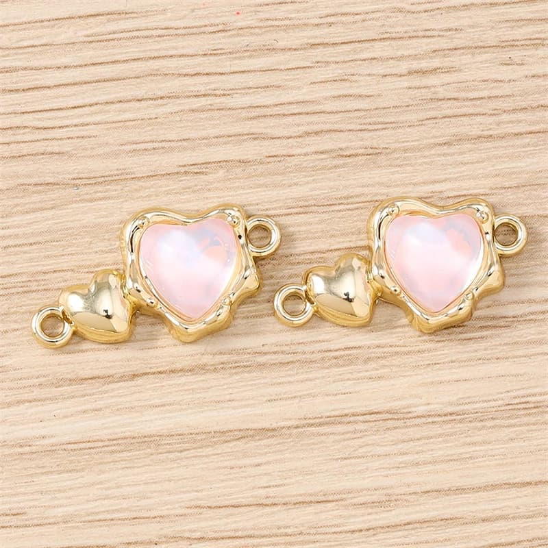 5 pezzi di connettori a forma di cuore in cristallo da 22x11 mm per la creazione di gioielli fai da te, braccialetti, collane, orecchini, artigianato fatto a mano, regali