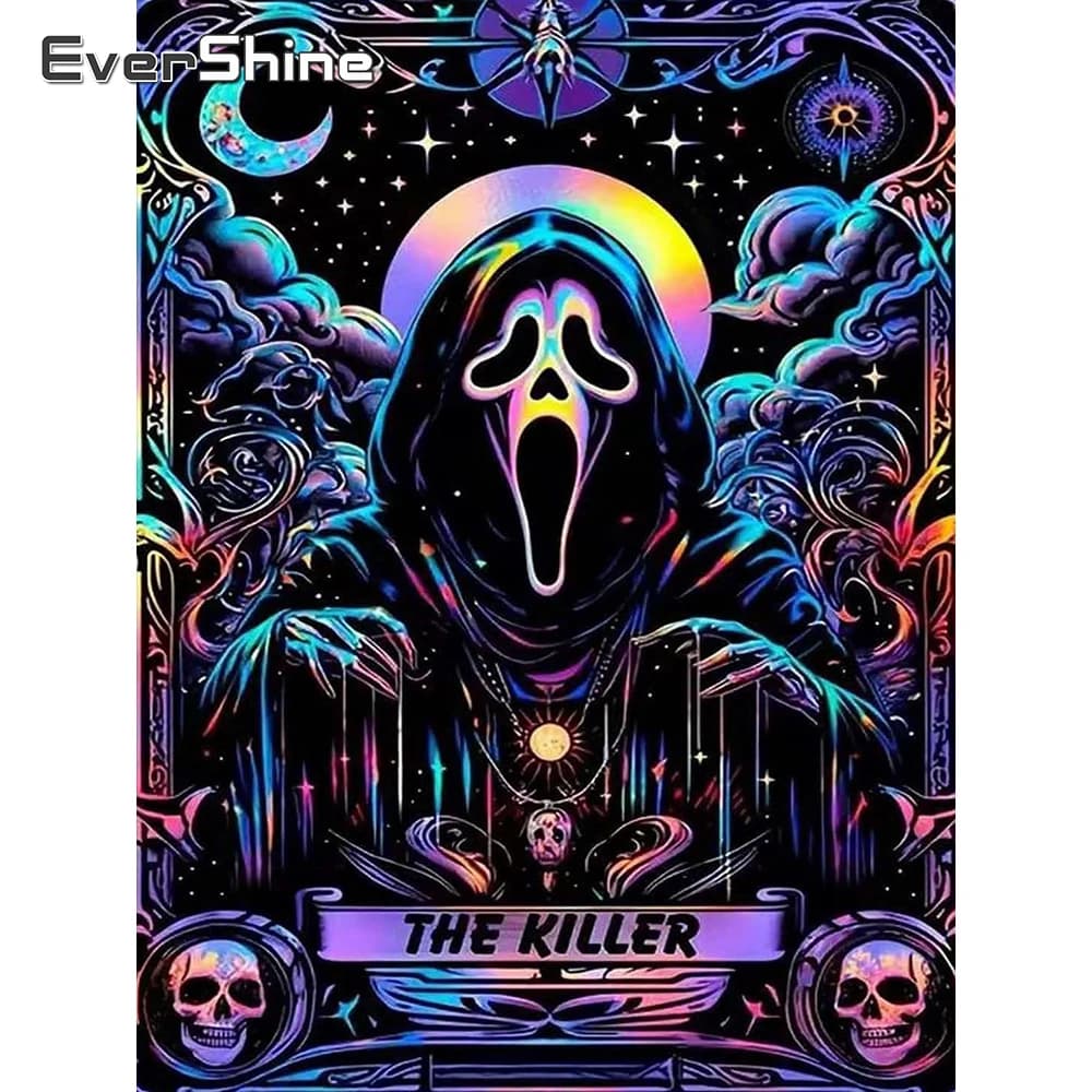 Evershine Kit punto croce stampato Fantasma stampato su tela Ricamo Ritratto Horror Set completo artigianale Decorazioni per la casa moderne