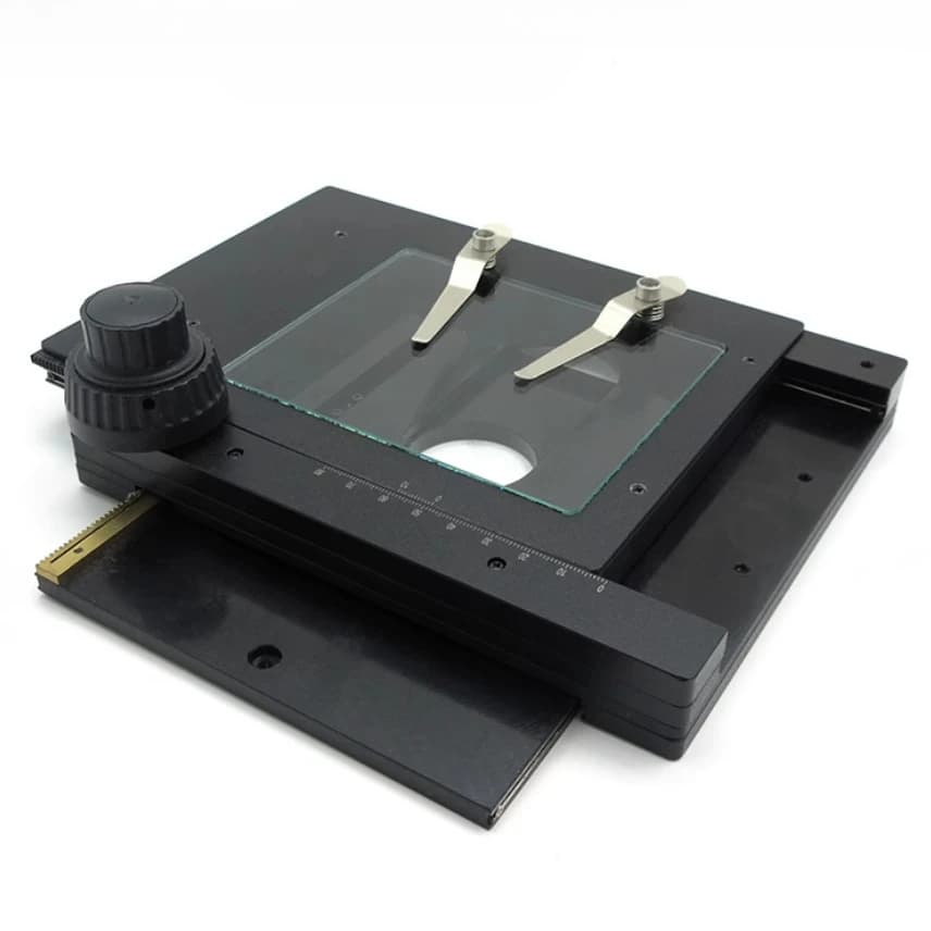 Microscope X-Y Mechanical Stage360° Rotating Base Adjustable Platform with Fine Calibration Scale Precision Biological Accessory