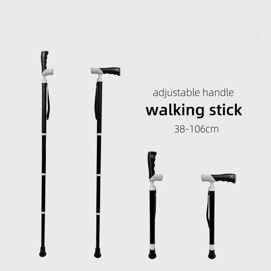 New Telescopic Walk Stick with Adjustable Grip in Titanium and Aluminum Alloy, Extensible, for Self-defense and Trekking