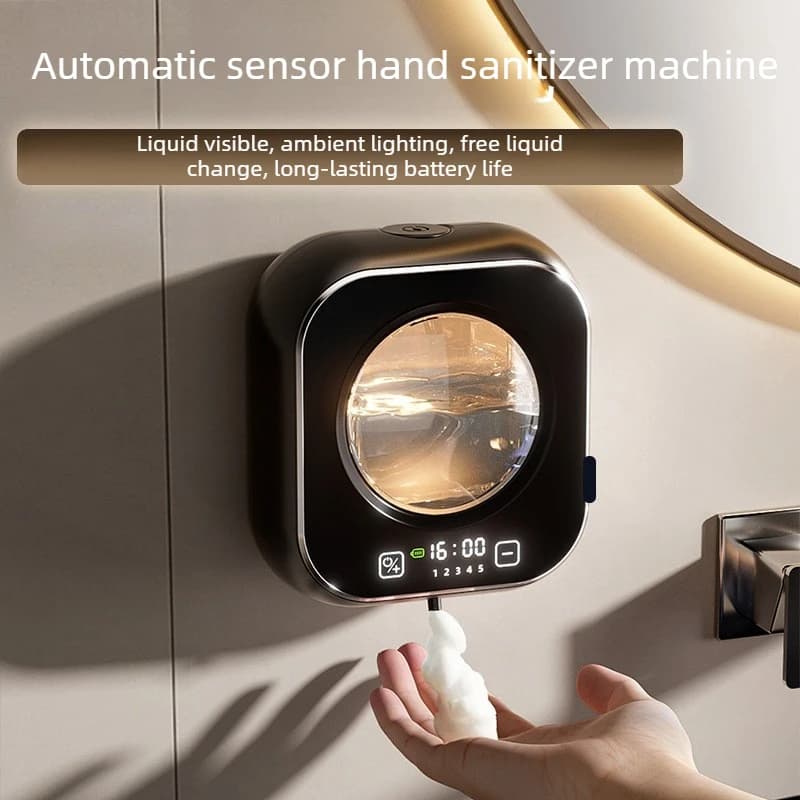 Dispenser automatico di sapone a induzione da 320 ml Disinfettante per le mani Dispenser di sapone in schiuma per montaggio a parete Dispenser di detersivo con sensore Ricarica LED