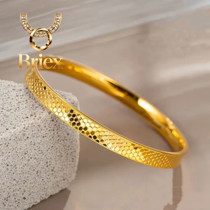 Bracciale Briex Jewelry in vero oro 18 carati con squame di drago per donna, ideale per feste e banchetti, gioielli di boutique, AU750 18K, bracciale solido senza demodellatura