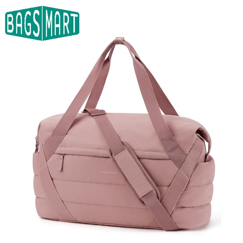 BAGSMART Women's gym bag Weekend travel bag with trolley cover Bag with yoga mat support Fitness bag for training