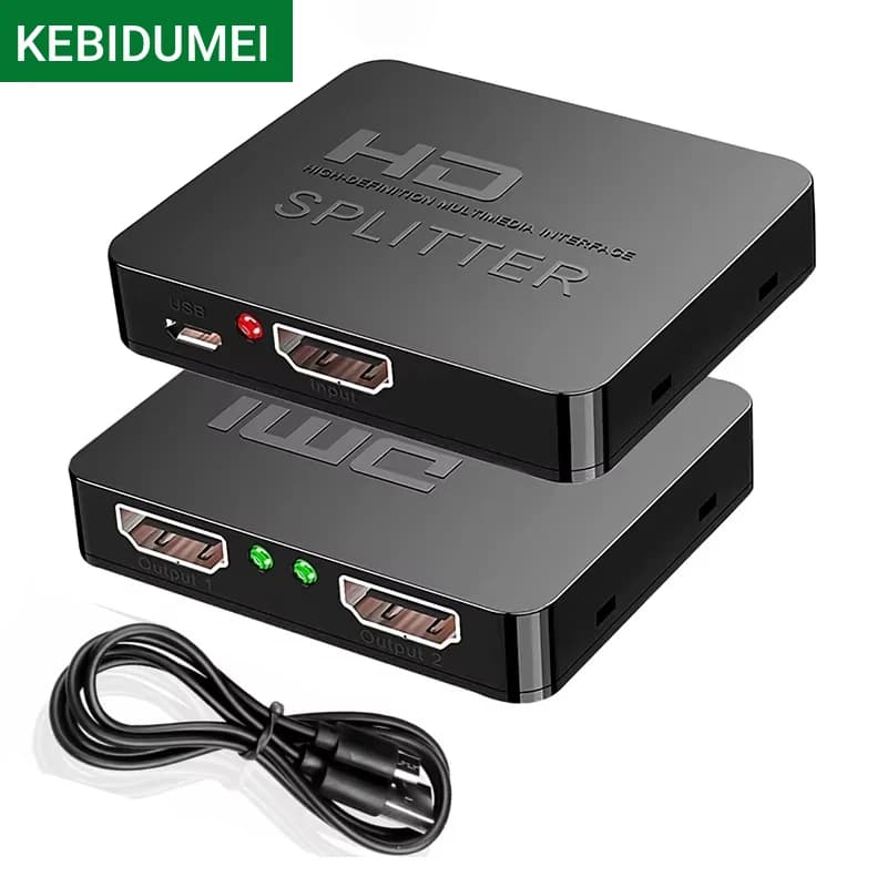 Splitter HDMI 1x2 4K, Switch 1 Ingresso 2 Uscite, Distributore Video Amplificatore per Box, PC, Monitor, Proiettore, Laptop