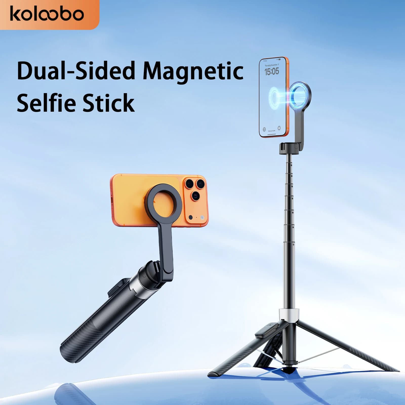 Bastone Selfie Magnetico a Doppia Faccia con Telecomando e Apertura Automatica, Treppiede Estensibile da 1,8m per iPhone 17 16 15 Pro, Live Streaming e Vlog