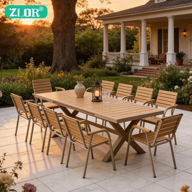 Modern Aluminum Frame Outdoor Dining Set for Villa & Hospital Use Durable Garden Table and Chairs with Waterproof Cushions